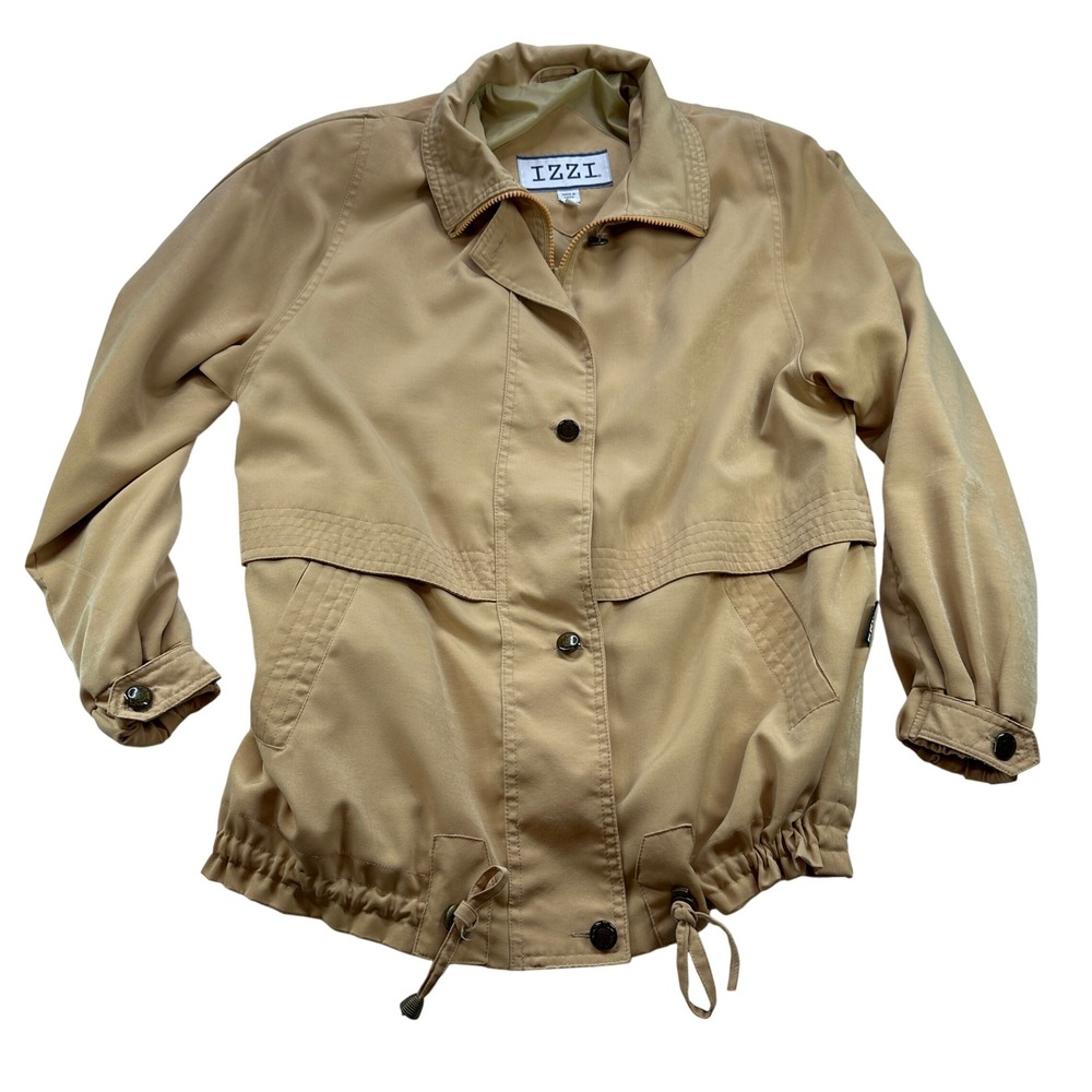IZZI Women S Khaki Lightweight Zip‎ Up Casual Jacket Vintage Y2K Barn Jacket